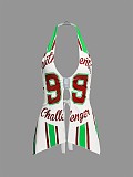 New Football Element Printed Metal Connection Halter Neck Vest