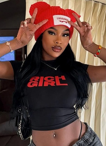 Black Short Slim Sexy Round Neck Letter Print Short Sleeve T-Shirt Top