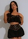 Women'S Off-The-Shoulder Suspender Top High Waist Short Skirt Two-Piece Set