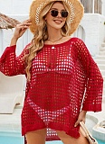 Women'S Long Sleeve Waffle Hollow Beach Coverup