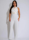 Women'S High Collar Sleeveless Backless Wide Leg Jumpsuit NTY-7554