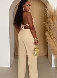 Women'S High Collar Sleeveless Backless Wide Leg Jumpsuit NTY-7554