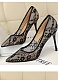 Sexy Slim Shallow Mouth Pointed Mesh Hollow Lace Stiletto Heels