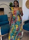 New Fashion Women's Pleated Backless Printed Dress