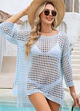 Women'S Long Sleeve Waffle Hollow Beach Coverup