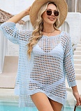 Women'S Long Sleeve Waffle Hollow Beach Coverup