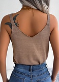 Casual Metal Button V-Neck Hollow Top Holiday Sweater
