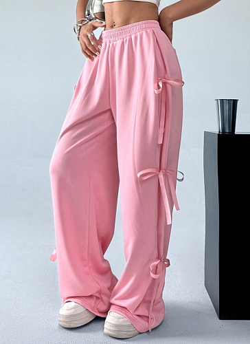 Fashionable Hot Style Pink Bow Trousers