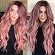 New Wig Female Medium Gradient Pink Long Curly Hair Chemical Fiber Wig