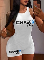 Fashionable and Sexy Sleeveless Letter Print Jumpsuit