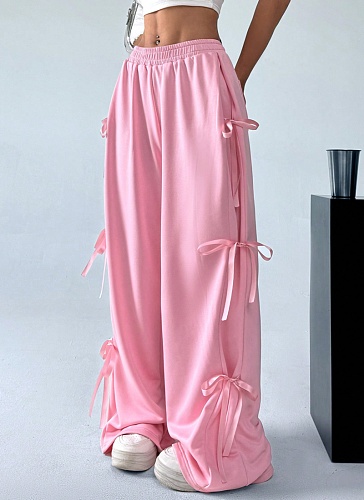 Fashionable Hot Style Pink Bow Trousers