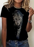 Printed Round Neck Comfortable Casual Short-Sleeved T-Shirt For Women