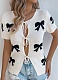 Spring And Summer Casual Sexy Contrast Color Bow Tie Sweater Holiday Cardigan