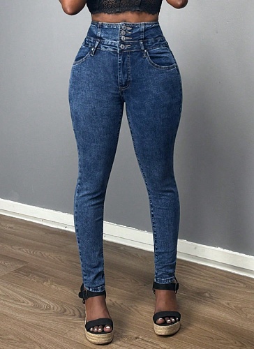 Dark Blue Women'S Sexy Skinny Trendy Jeans