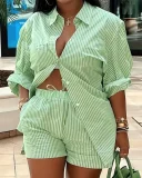 Popular Casual Printed Long-sleeved Shorts Commuter Two-piece Suit