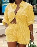 Popular Casual Printed Long-sleeved Shorts Commuter Two-piece Suit
