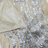 Fashion Sequined Waist Hip Fur Stripe Skirt Dress