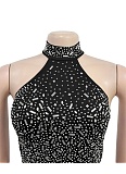Black Fashion Rhinestone Sleeveless Backless Sexy Hip-Wrapped Dress For Women