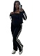 Striped Zipper Long-Sleeved Jacket Tube Top Vest Sports Pants Three-Piece Suit For Women