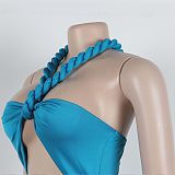 Sexy Hollow Design Sleeveless Halter Neck Tight Tassel Dress