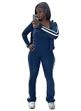 Striped Zipper Long-Sleeved Jacket Tube Top Vest Sports Pants Three-Piece Suit For Women