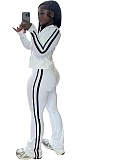 Striped Zipper Long-Sleeved Jacket Tube Top Vest Sports Pants Three-Piece Suit For Women