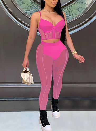 Sexy Mesh Splicing Bra And Pants Two-Piece Set