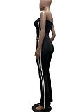 Striped Zipper Long-Sleeved Jacket Tube Top Vest Sports Pants Three-Piece Suit For Women