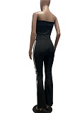 Striped Zipper Long-Sleeved Jacket Tube Top Vest Sports Pants Three-Piece Suit For Women