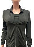 Striped Zipper Long-Sleeved Jacket Tube Top Vest Sports Pants Three-Piece Suit For Women
