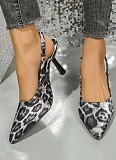 2025 Fashionable Leopard Pointed Toe Sleeve Stiletto Sandals