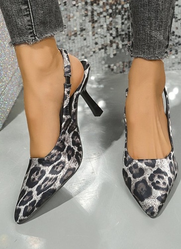 2025 Fashionable Leopard Pointed Toe Sleeve Stiletto Sandals
