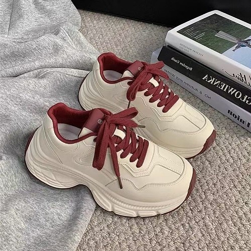 Thick Bottom Height Increasing Insole Dad Shoes Women's Small 2025 New Casual Sports Leather Surface German Training Shoes Fashion Travel Shoes