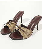 2025 New Large Size Pointed Toe Printed Fish Mouth Open Toe Thin Heel Women's Sandals
