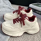 Thick Bottom Height Increasing Insole Dad Shoes Women's Small 2025 New Casual Sports Leather Surface German Training Shoes Fashion Travel Shoes