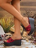 Summer New Leopard Print Lightweight Fashion Thick-Soled Wedge Slippers