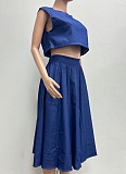 Blue Fashion Casual Sexy Elastic Waist Denim Two-Piece Suit