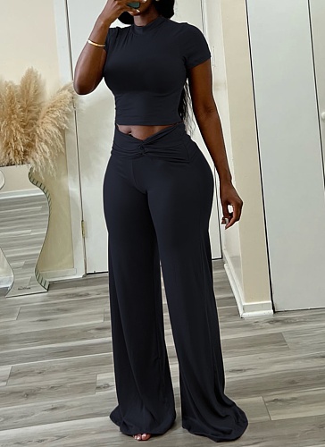 O-Neck Tops, Slimming, Hip-Lifting, Sexy Wide-Leg Flared Trousers, Two-Piece Suit For Women
