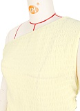 Elastic Bubble One-Shoulder Oblique Collar Pleated Top Wide-Leg Pants Two-Piece Set