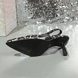 2025 Fashionable Leopard Pointed Toe Sleeve Stiletto Sandals