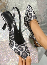 2025 Fashionable Leopard Pointed Toe Sleeve Stiletto Sandals