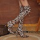Leopard Print over the Knee Boots High Leg Boot Smoke Pipe Boots Knight Boots Women's Martin Boots Thick Sole Height Increasing Boots