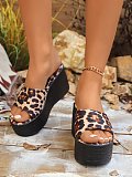 Summer New Leopard Print Lightweight Fashion Thick-Soled Wedge Slippers