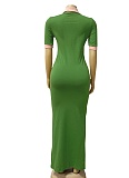 Women'S Color Matching Lapel Slim Fit Retro Hip Dress