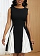 Fashionable And Elegant Women'S Round Neck Sleeveless Pleated Stitching Plus Size Dress