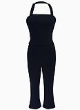 Summer New Tube Top Hanging Neck Vest Solid Color Sexy Slim Pants Two Piece Set