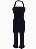 Summer New Tube Top Hanging Neck Vest Solid Color Sexy Slim Pants Two Piece Set