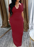 Women'S Color Matching Lapel Slim Fit Retro Hip Dress