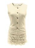 Women's Sleeveless Top Three-Dimensional Flower Bag Hip Skirt Two-Piece Set