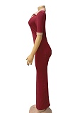 Women'S Color Matching Lapel Slim Fit Retro Hip Dress